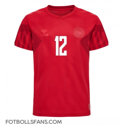 Danmark Kasper Dolberg #12 Replika Hemmatröja VM 2022 Kortärmad